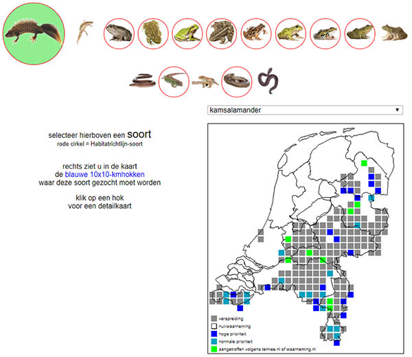 Kaartmodule Verspreidingsonderzoek Reptielen Amfibieën RAVON