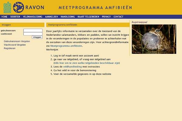 Invoerportaal Meetnetportaal Amfibieën RAVON