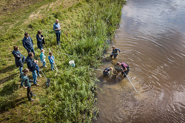 Vrijwilliger zoekt reptielen op een vast traject. Foto: Jelger Herder