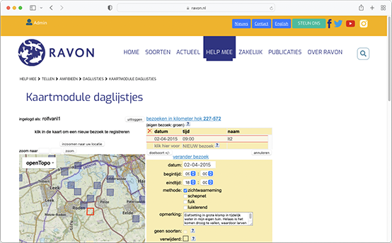 Kaartmodule daglijstjes amfibieën